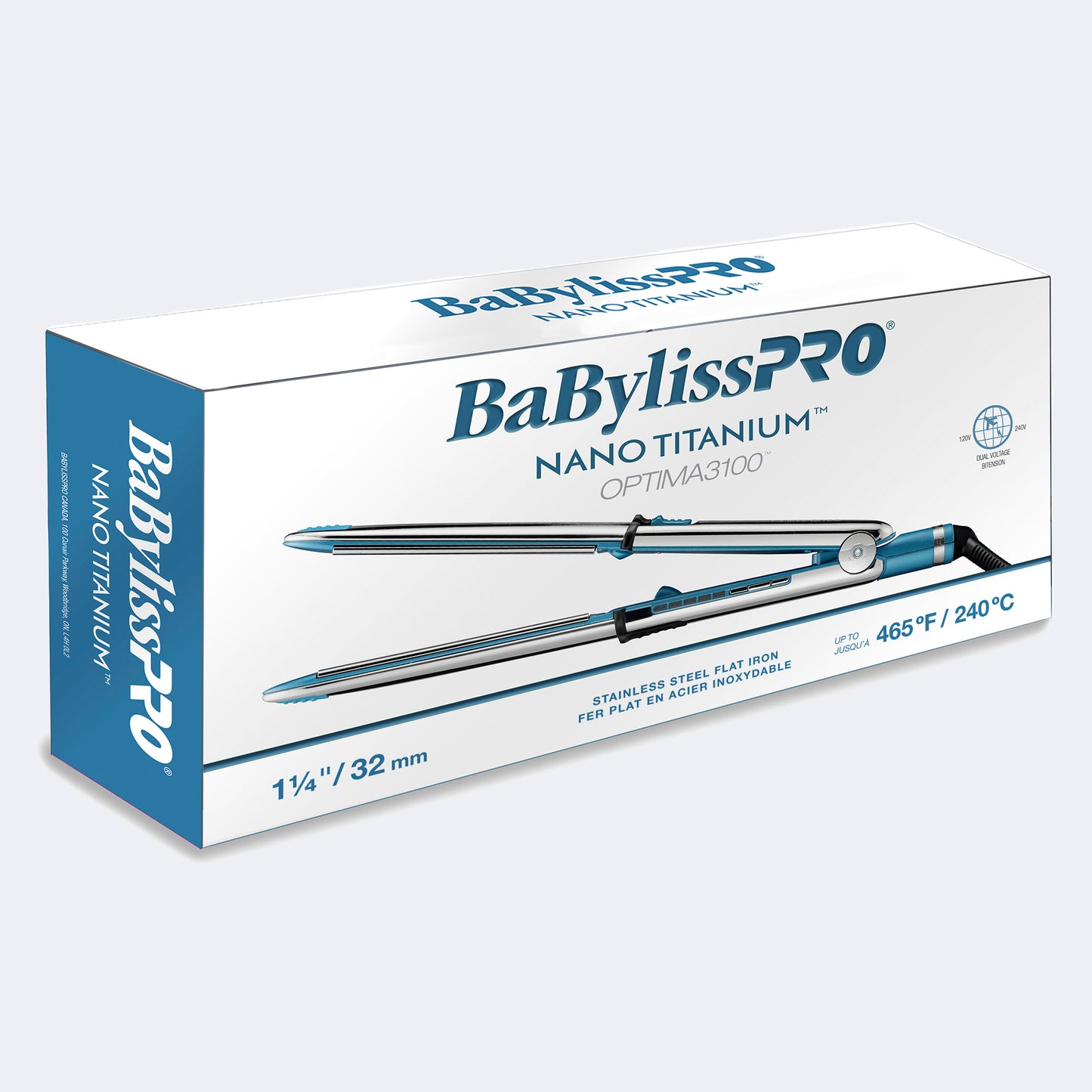 BABYLISSPRO-Nanotitanium BaBylissPRO® Nano Titanium™ Optima 1-1/4” Stainless Steel Flat Iron ( OPEN BOX & TESTED)
